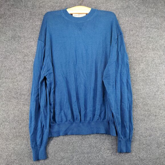 Fairway & Greene Merino Wool Sweater Mens Size M Blue Wolf Run Golf Course - Picture 2 of 13
